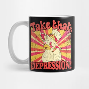 Take that Depression, Lucifer Duck Rubber Ducky Hasbin Hotel Mug